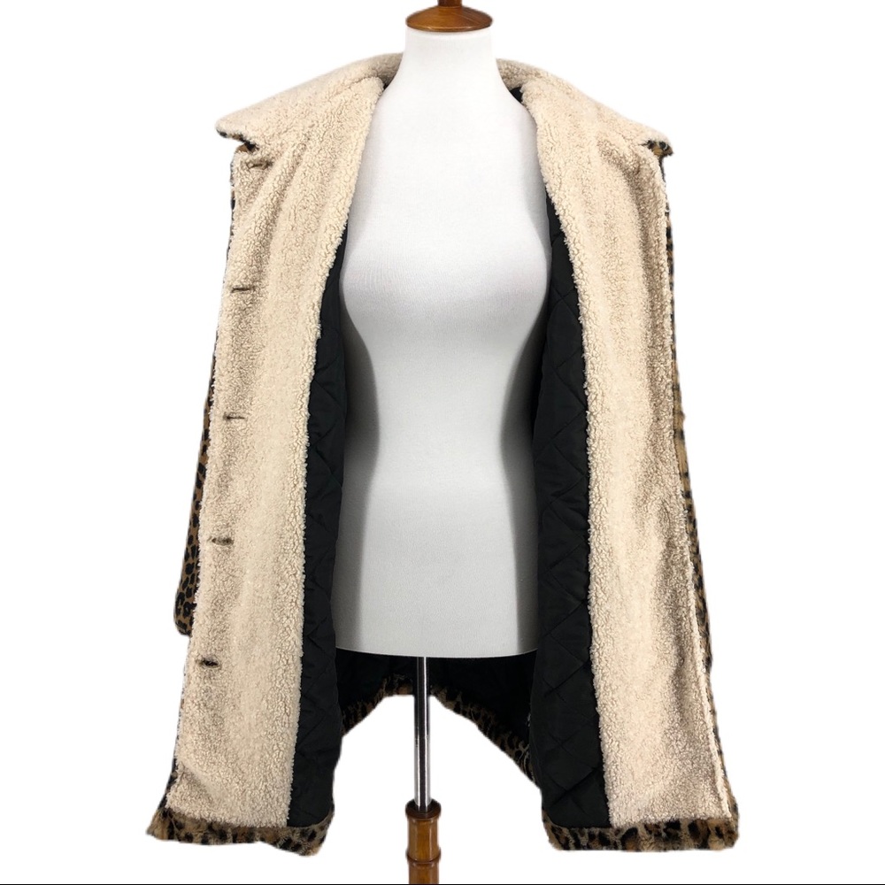 Sanctuary Black Brown Faux Fur Over the Rainbow Lined Jacket Coat - Picture 3 of 10